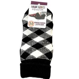 Muk Luks Slipper Socks Thermal Black White New with Tags